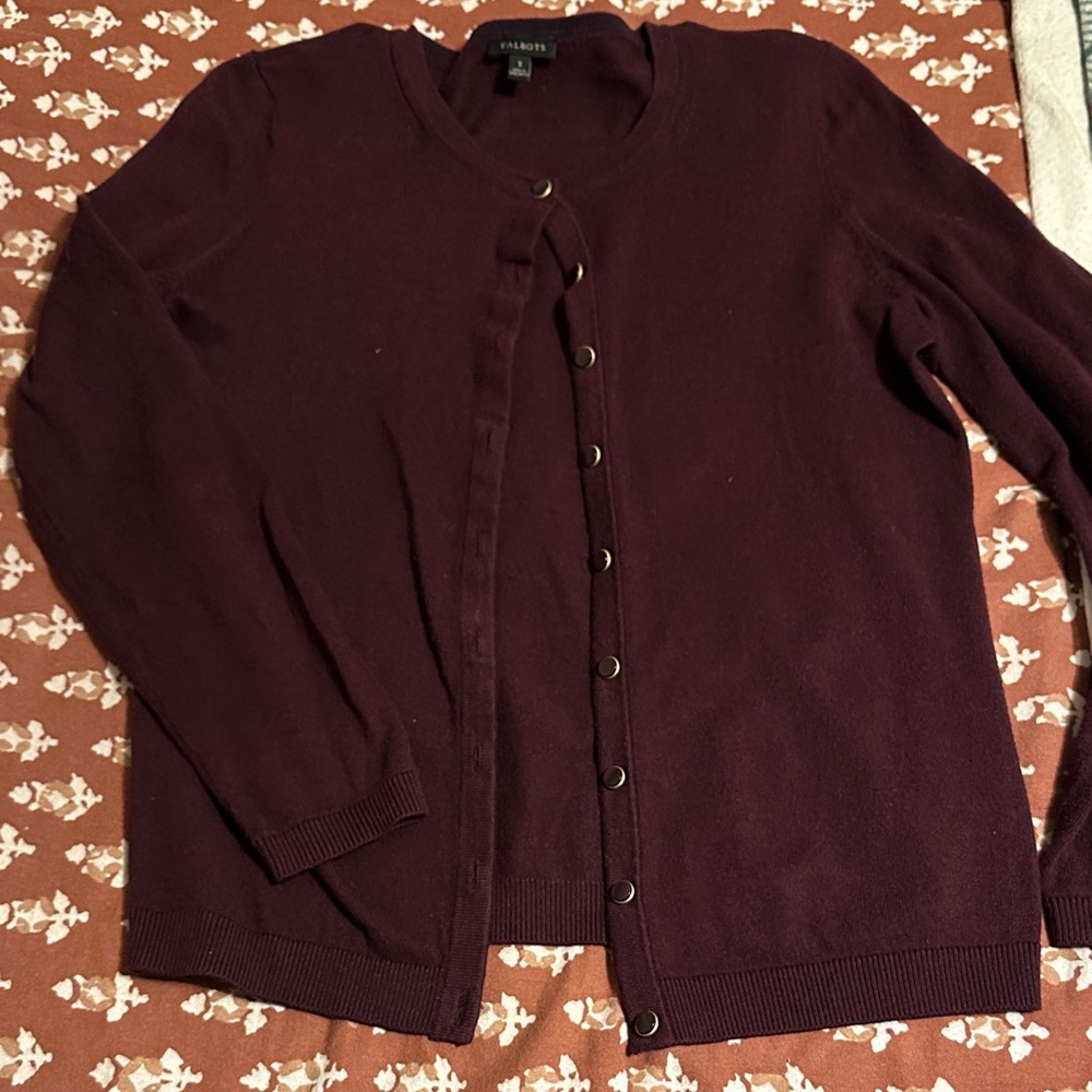 Talbots Burgundy Cardigan Sweater